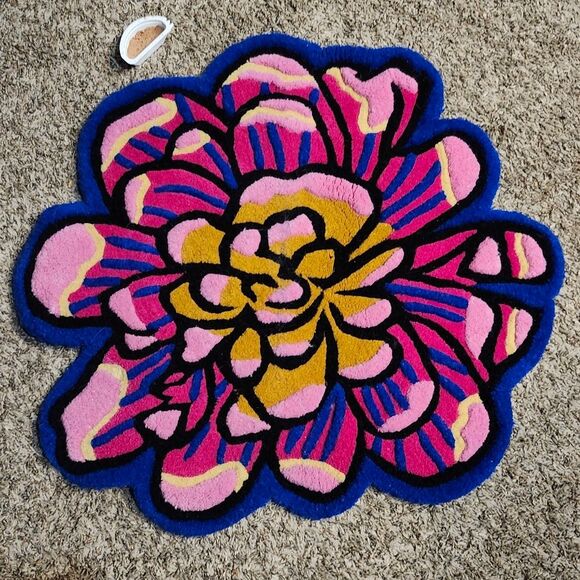 Ikea Floral Pattern Rug with Pink and Blue Accents Maximalism - Picture 2 of 2